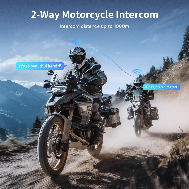 Fodsports T1 Motorcycle Bluetooth Intercom V5.4 with Music Share, One-Click Switching for 3 Functional Modes, 2-Way Helmet Communication Systems, FM/5 Stickers/Noise Cancellation/Stereo Music, 1 Pack T1 1 Pack