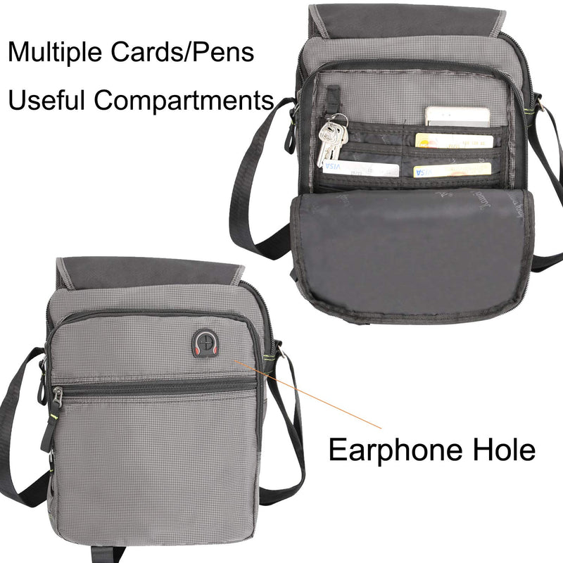 Vertical Messenger Bag, Crossbody Bag, Shoulder Bag Work Satchel for iPad Tablet Kindle Large-gray