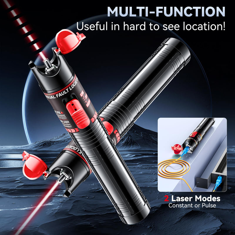 Visual Fault Locator 30KM - Rechargeable VFL Fiber Optic Tester Kit Include Single Mode 9/125um FC Male to LC Female Adapter, Fiber Optic Lights for Network Cable 30km-Rechargeable