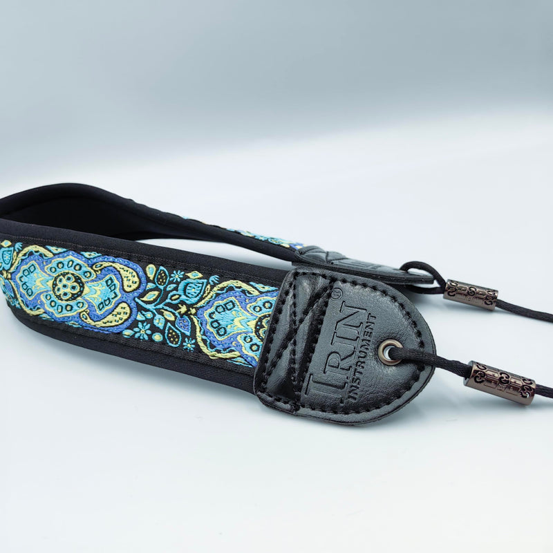 lightstar IRIN Embroidery Saxophone Neck Strap - (Comfort, Breathable, Metal Swivel Snap Hook) Sax Neck Strap for Alto Tenor Blue Totem