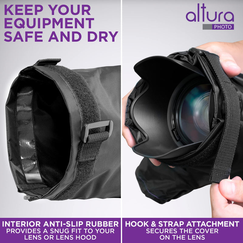 [AUSTRALIA] - Altura Photo Camera Rain Cover - Professional Waterproof Lens Jacket Covers with Dual Hand Sleeves and Full-Length Zipper - Weather Protector for Canon Nikon Sony Fujifilm DSLR & Mirrorless Cameras 
