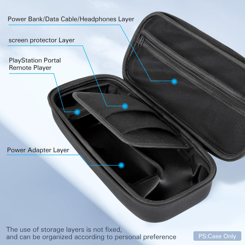 CoBak Hard Carrying Shell Case for PlayStation Portal Remote Player -with Screen Protective Cover, Accessories Storage Bag & Hard Shell for Ultimate Protection. Black