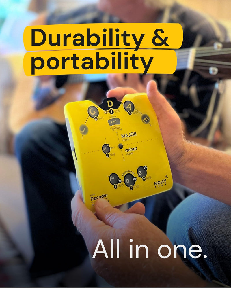 Circle of Fifths Wheel Tool with Built-In Stand - Back to School Music Learning Tool - Music Theory Chord & Key Decoder - Learn Progressions, Scales & Keys - Tool for Guitar, Piano, Ukulele & more Yellow