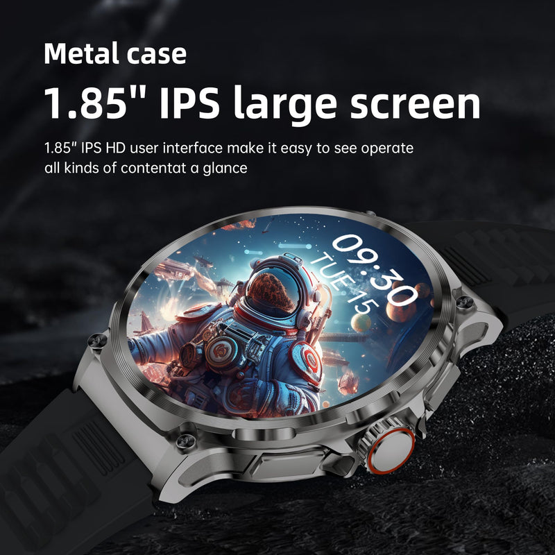 Smart Watch for Men 1.85" Big Screen Sport Fitness Tracker (Black) | IP67 Waterproof, 710mAh Large Battery, Bluetooth Call, Heart Rate, Outdoor Step Tracker Watch Compatible for iPhone Android Black
