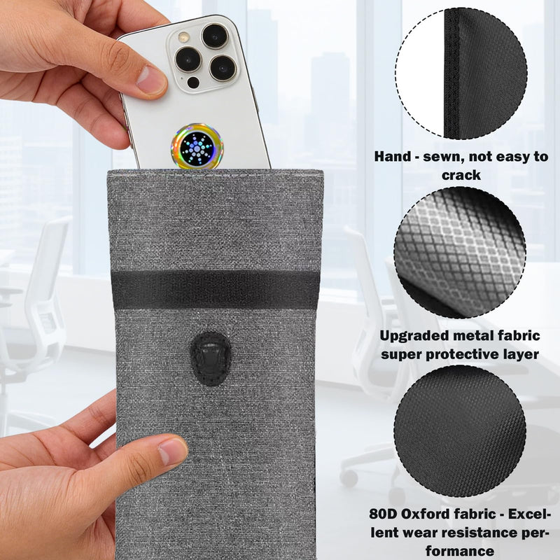 Faraday Bag 7Pcs Kit with 6 Patches(Grey) | For Phones Keys RFID; Military Grade Signal Blocking Pouch, Waterproof Anti-Theft EMF Blocker, Double-Layer Shielding
