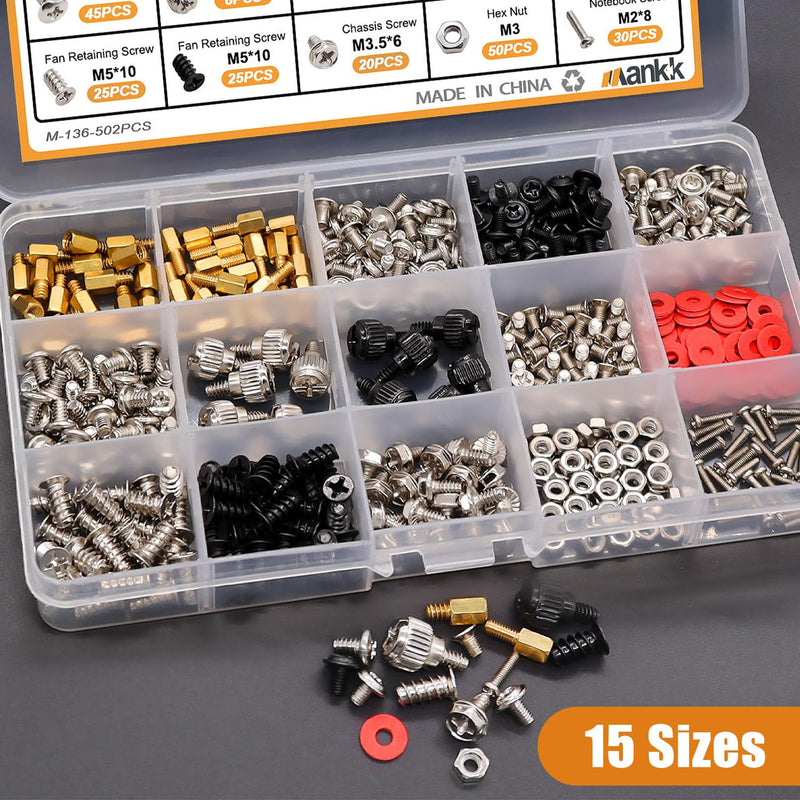 mankk 23 Sizes M.2 Computer Screws Motherboard Screws and 502PCS Computer Screws