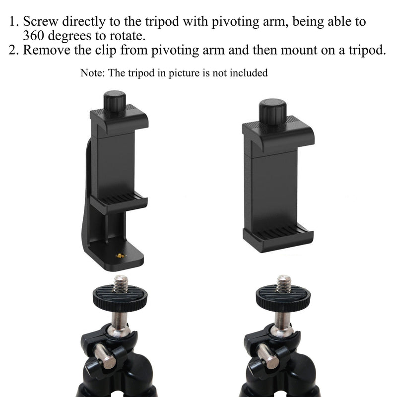 Ailun Tripod Phone Mount Holder Head Standard Screw Adapter Rotatable Digtal Camera Bracket,Compatible for Most Cellphones iPhone black