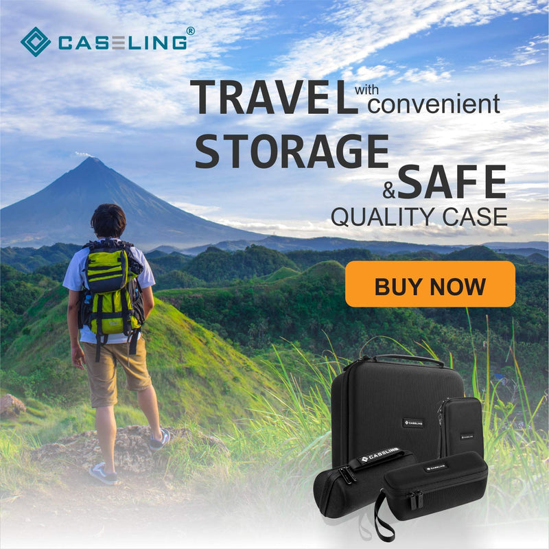 Caseling Portable Hard Carrying Travel Storage Case for External USB, DVD, CD, Blu-ray Rewriter / Writer and Optical Drives - Black