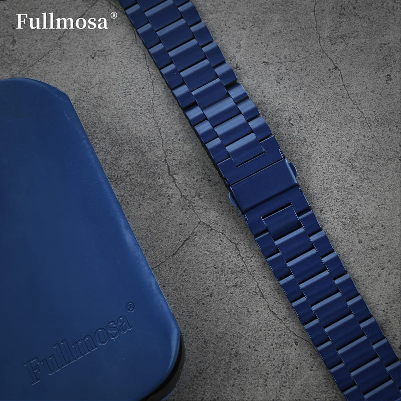Fullmosa Compatible Apple Watch Silicone Rubber Band 40mm with Screen Protector,Black & Compatible Stainless Steel Apple Watch Band 40mm Blue with case
