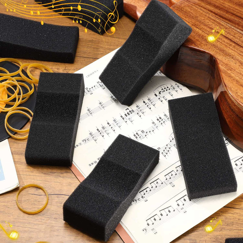 Facmogu 10PCS Foam Violin Shoulder Pad, Economy Sponge Violin Shoulder Pads for 3/4-1/2 Violin, Soft Violin Sponge Rest with Rubber Bands for Concerts & Party - Black