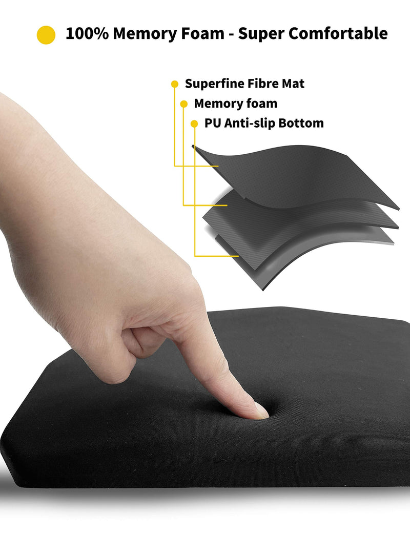 SOUNDANCE Ergonomic Mouse Pad with Wrist Rest Support, Thick Mousepad Relief Carpal Tunnel Pain, Entire Memory Foam with Non-Slip PU Gel Base for Computer Laptop Desktop Home Office, 14 x 8 Inch Black A-Black