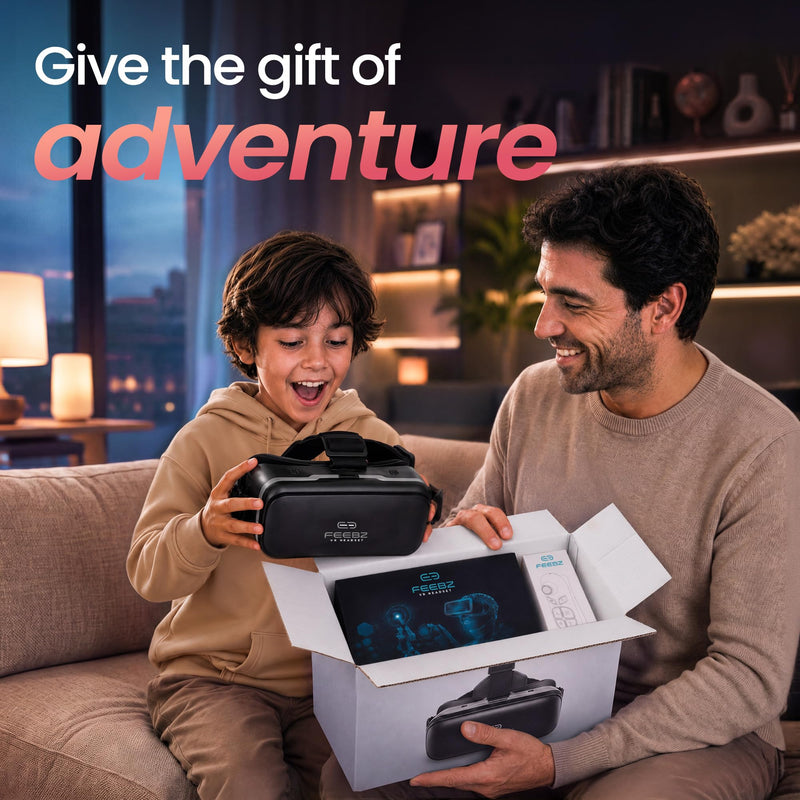 3D VR Headset for Kids + Android Remote - for iPhone & Android Phones | with 3D VR Videos & Apps Links | Virtual Reality Goggles Set for Beginners Argent