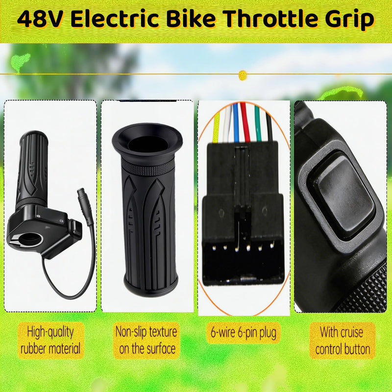 [AUSTRALIA] - 48V Electric Bike Throttle Grip with LCD Voltage Display & Cruise Control, 6-Pin Connector, Compatible with Jetson Haze, DYU Y16 & Folding Ebike 