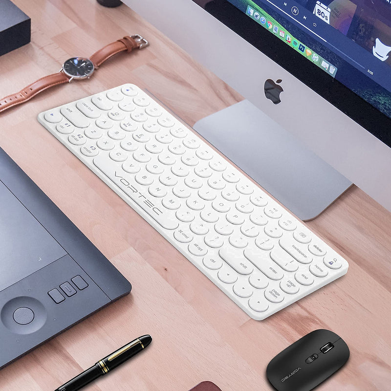 Bluetooth Keyboard for iPad, iPhone, Android, Apple, Windows – Streamlined, Compact Multi Device Keyboard – Ergonomic Bluetooth Wireless Keyboard for Mac, PC – Computer Keyboard Bluetooth by Vortec