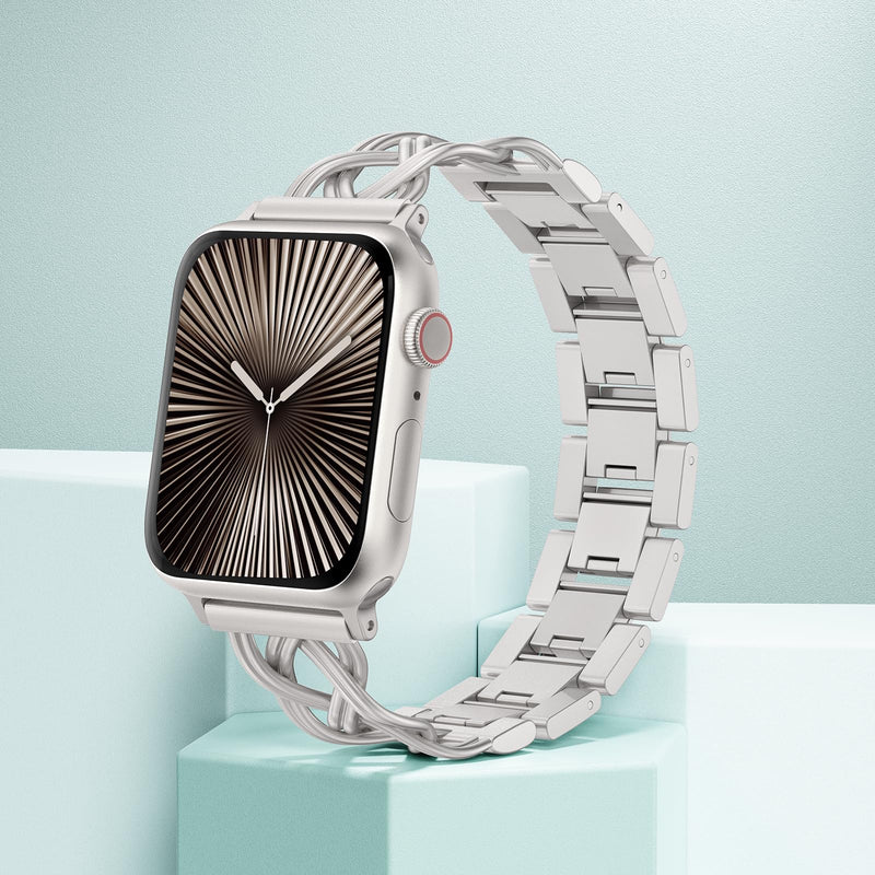 TOYOUTHS Dressy Bracelet Compatible with Apple Watch Bands 42/41/40/38mm Women, Celtic Stainless Steel Metal Fancy Nice Pretty Strap for iWatch Series 11 10 9 8 7 6 5 4 SE 3 2 1, Starlight