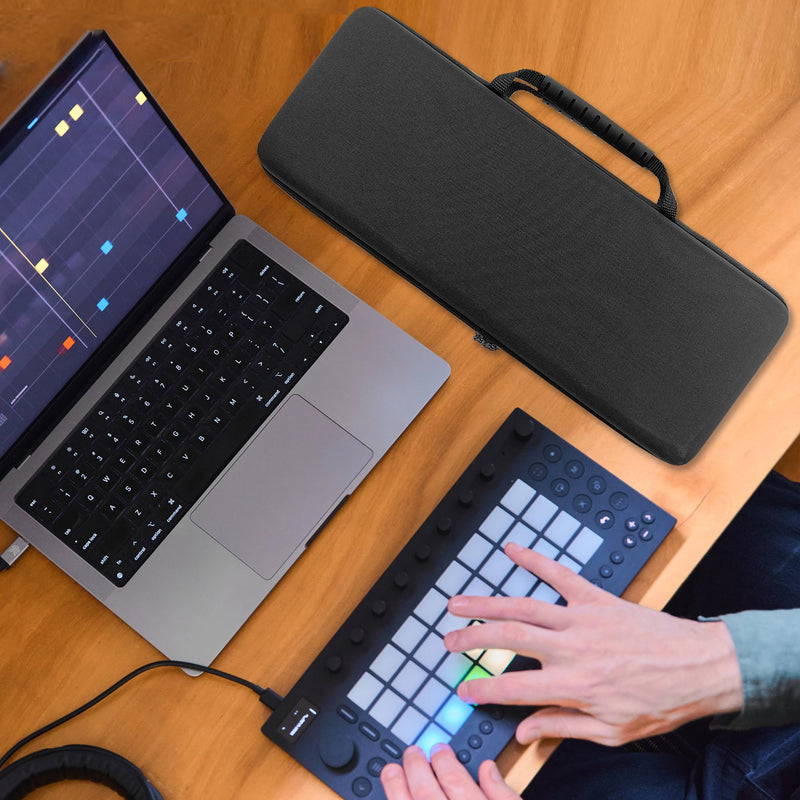 MIDI Controller Case, Compatible with Ableton Move and Arturia MicroLab MK3, Built-in Mesh Pocket and Cable Compartment, Fixed Design, Ideal for Travel and Live Performance