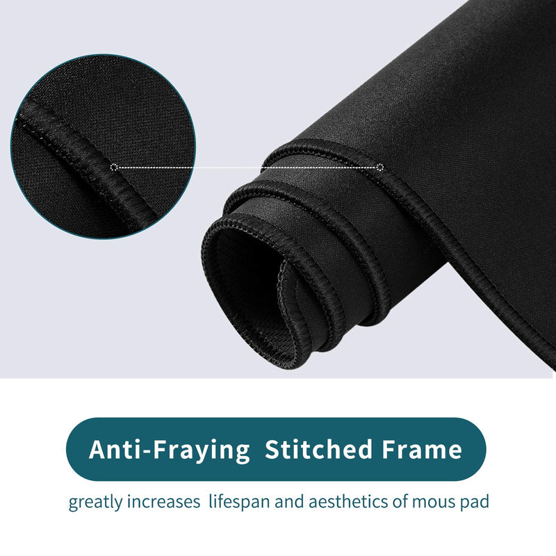 ALOANES Large Gaming Mouse Pad with Non-Slip Rubber Base,Stitched Edge,Desk mat for Laptop,Computer & PC, Wristing Pad for Gamer,Office & Home,Classic Black XL 11.81''x31.50''x0.12''