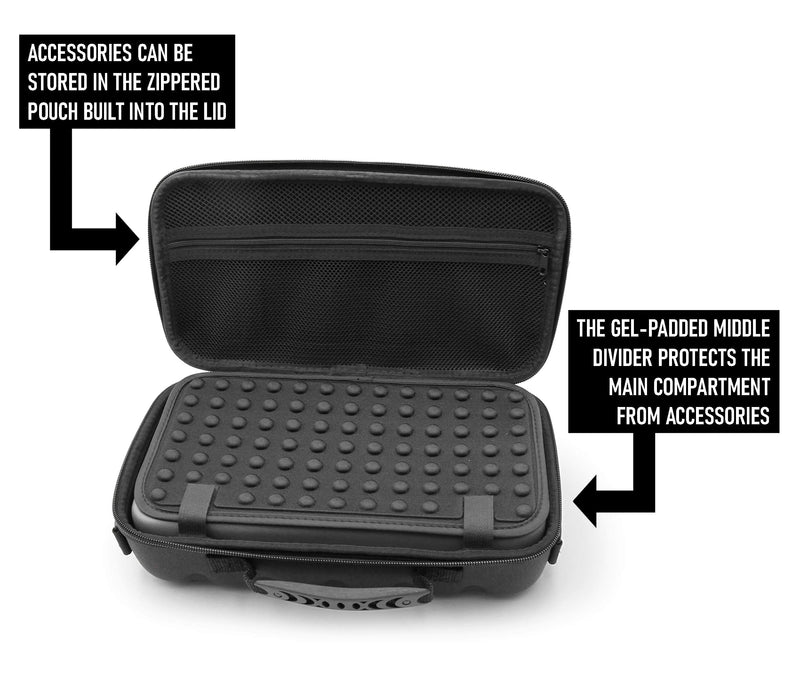 CASEMATIX Mixer Case Compatible With Behringer P16 Stage Mixer and P16-HQ Powerplay In Ear Accessories, Cables and Power Adapters, Fits Mixers up to 12.0” x 6.0” x 2.5” With Shoulder Strap