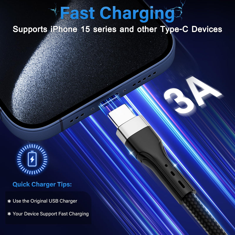 USB C Cable (2FT, 50-Pack), USB A to USB Cord Fast Charging Compatible with iPhone 17, iPhone Air, iPhone 17 Pro, iPhone 17 Pro Max, iPhone 16/15 Series, Galaxy S24, LG and Car Play and More 2FT