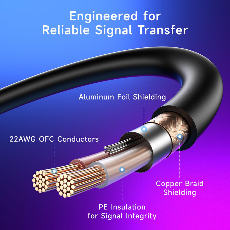 Cable Matters 2-Pack 22AWG Stage Light DMX Cable 25ft / 7.6m with 3-Pin XLR Connector, 3 Pin XLR Male to Female DMX Lighting Cable 25 Feet