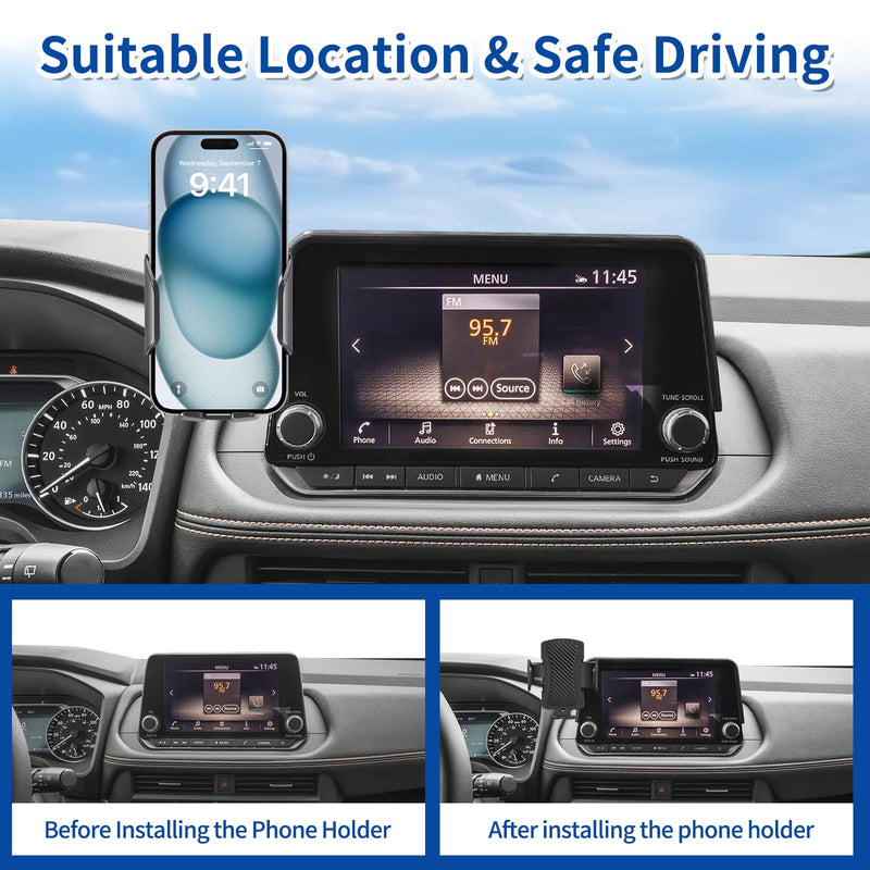 Car Phone Holder for Nissan Rogue 2021-2026 / Sentra 2020-2025 / Altima 2019-2026（8 inch screen），for Smartphone Cradle Auto Accessories Bracket Anti-Shake，360 Degree Rotation，for All Cell Phones