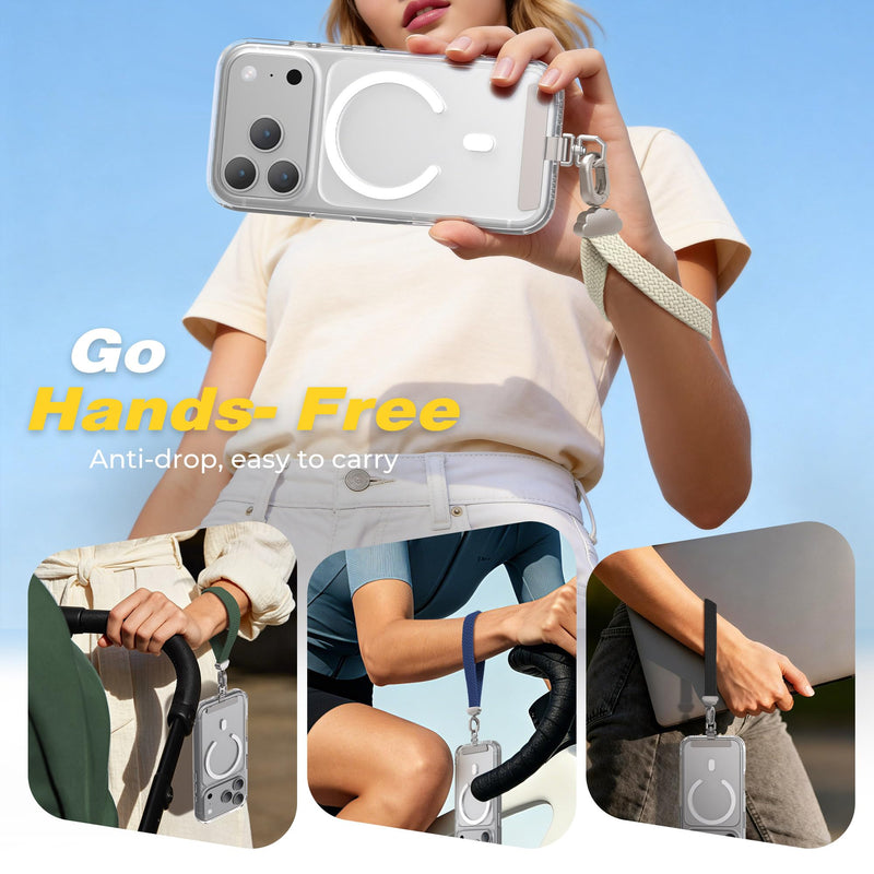 Stretchy Phone Wrist Strap, with 360° Rotatable Metal Tab | Elastic Anti-Theft Phone Lanyard Keychain with Soft Cloud Clasp for All Smartphones Black