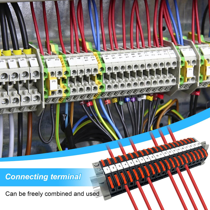Pack of 40 DIN Rail Terminals, 0.08-4 mm² PCT-211 DIN Rail Terminals, Terminal Block Terminal Block Kit, Quick Wiring Electrical Terminal Block for Automation Projects, DIY Projects