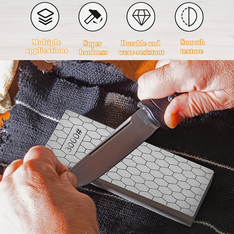 Diamond Whetstone, Whetstone, Sharpening Stones, Knife Sharpener, Knife Sharpener, 3000 Grit with Non-Slip Pad, Honeycomb Surface for Metal Blade Sharpening Polishing