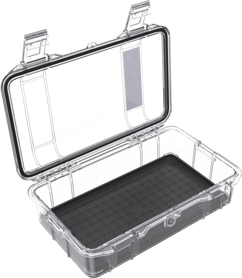 Pelican M60 Micro Case - Waterproof Case (Dry Box, Field Box) for iPhone, GoPro, Camera, Camping, Fishing, Hiking, Kayak, Beach and more (Black/Clear) Black/Clear