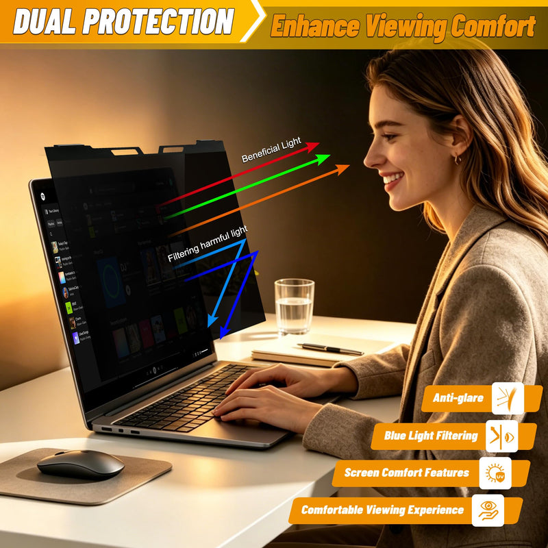 14 Inch Hanging Laptop Privacy Screen, Blue Light Filter, Anti-Glare | Hanging Laptop Privacy Screen With Anti-Glare And Eye Protection For 14" 16:9 & 16:10 Laptops. 14 Inch