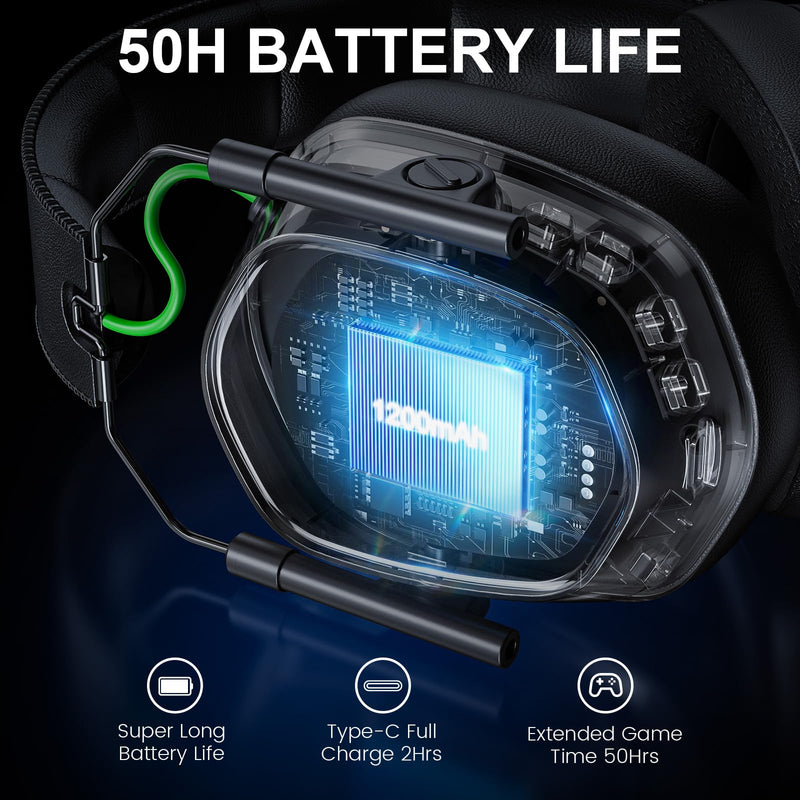 [AUSTRALIA] - Wireless Gaming Headset for PS5, PS4, PC, Switch – 2.4GHz & Bluetooth Headphones with Mic, 20ms Low Latency, 3D Stereo Sound, ENC Noise Canceling, RGB Lighting, 50H Battery Life Graphite Black 