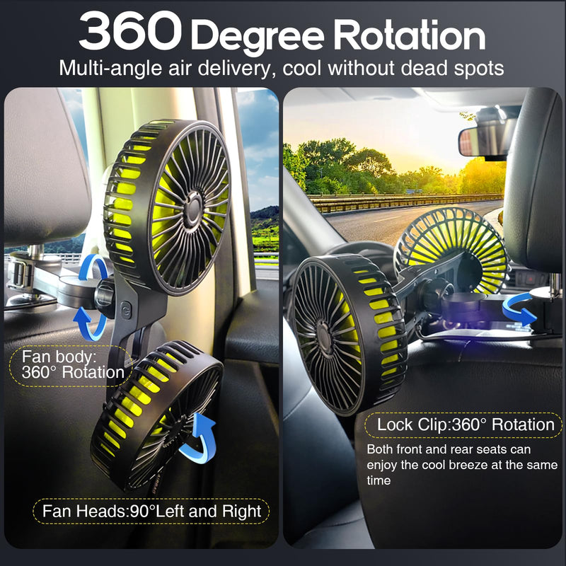 Dealswin USB Single Head Car Fan and USB Dual Head Car Fan for Backseat for Kids
