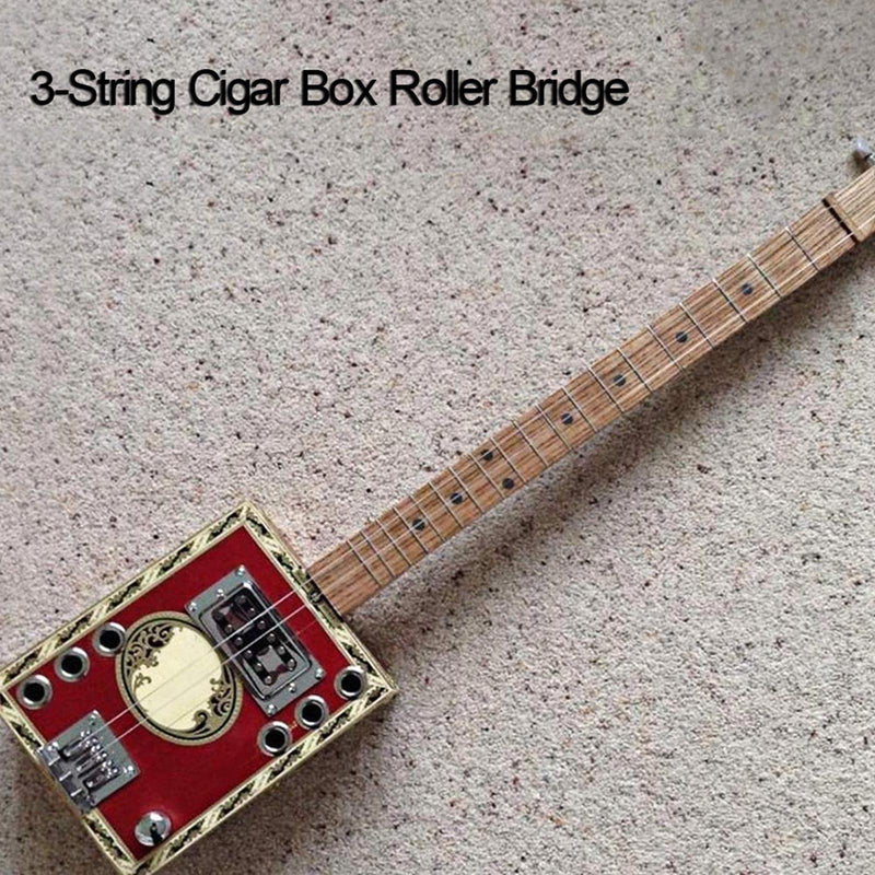 3 String Cigar Box Guitar Bridge, Electric Guitar Bridge Tailpiece Top Load Fixed Hardtail Saddle Cigar Box Guitar Parts, Black