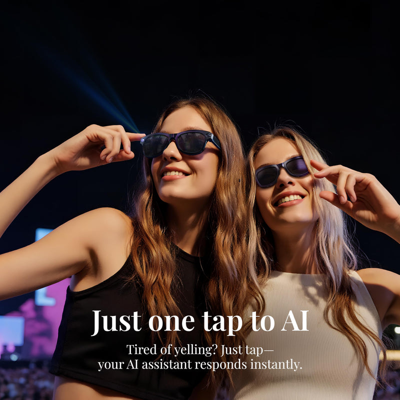 AI Smart with HD Camera Glasses for Videos, Hands-Free Vlog Recording,Open-Ear Audio, Ultra-Light Design for Outdoor&Driving,Pet & Kid Moments, Powered by ChatGPT, Midnight Dark