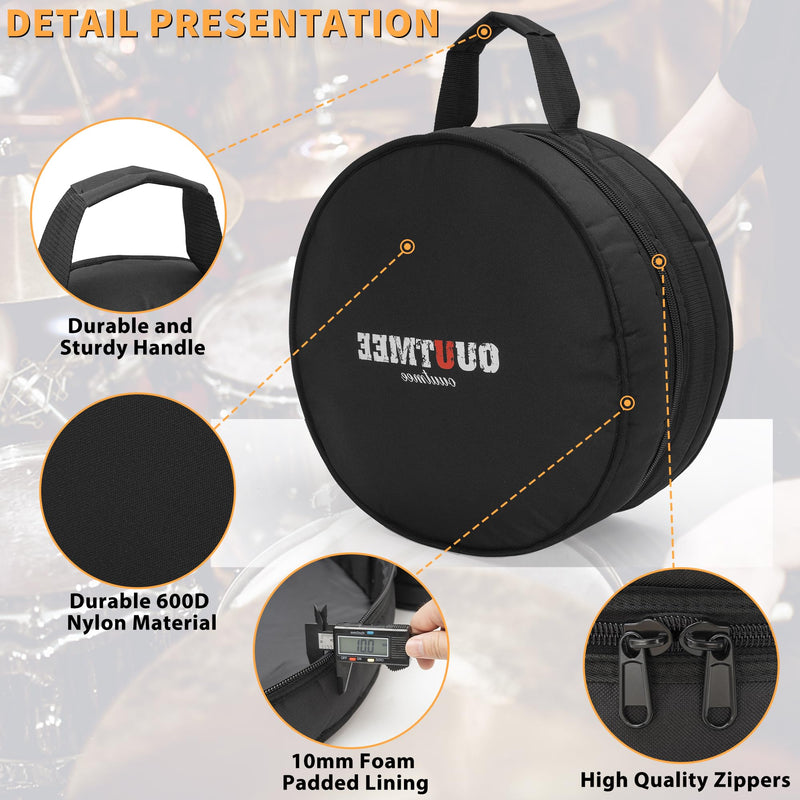 Drum Bag For Snare 14"x5.5"/14"x6.5", 10mm Thick Padded Travel Drum Case 14"x5.5"/14"x6.5" Snare Drum