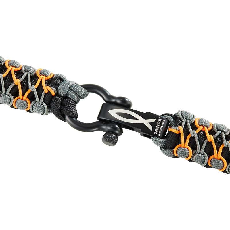 Savior Survival Gear Paracord Watch Band,Compatible with Apple Watch Band 49mm 46mm 45mm 44mm 42mm,iWatch Band Series Ultra 10 9 8 7 6 5 4 3 2 1 SE, Adjustable strap for men ( Black-Gray-Orange,Large) Black- Gray - Orange w/ Black Clasp Large