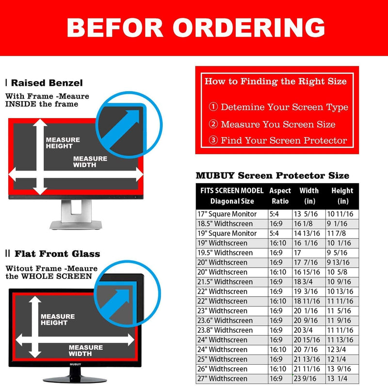 27" Anti Blue Light Anti Glare Monitor Screen Protector Design for Diagonal 27 Inch 16:9 Aspect Ratio Monitor Screen, Anti Fingerprint Reduces Digital Eye Strain Help You Sleep Better 597 x 336 mm