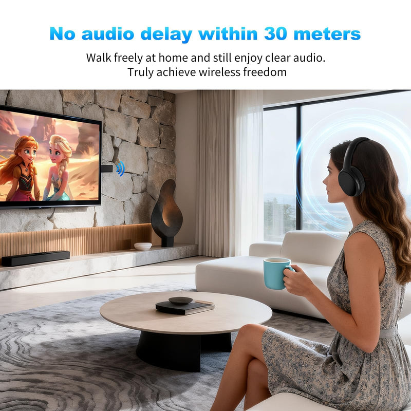 Wireless Headphones for TV Watching, Over Ear TV Headphones Wireless with USB Transmitter, Plug & Play, No Audio Delay, Louder and Clearer for Seniors | Wireless with USB Transmitter, Plug & Play, Over Ear TV Headphones, No Audio Delay, Louder and Clea...