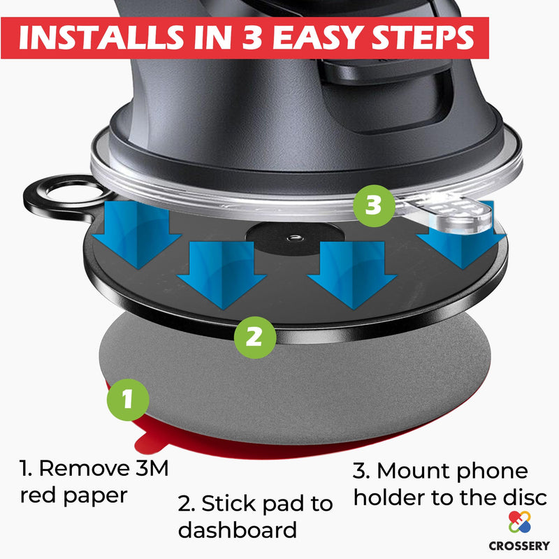 Dashboard Pad Mounting Disk for Suction Cup - 3M Phone Car Mount Adhesive Replacement Pad - Ultra Sticky Adhesive Disc for Dash Cam, Fit for Garmin, Tomtom GPS & iOttie Car Mount - 75mm 3-Pack