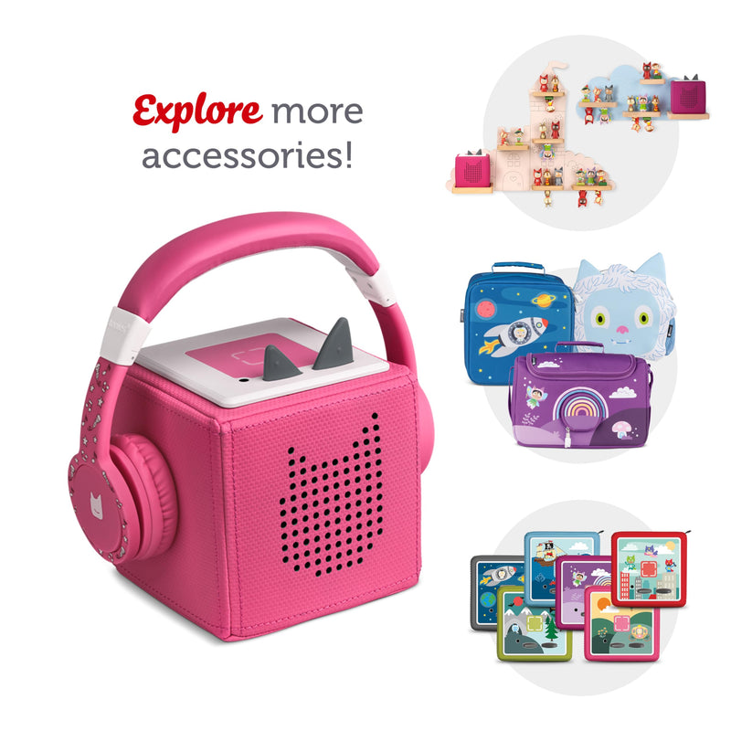 [AUSTRALIA] - Tonies Foldable Wired Headphones for Kids - Comfortably Designed to fit On-Ear - Works with Toniebox and All 3.5mm Devices - Pink 