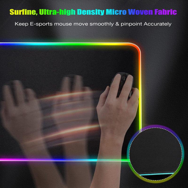 Gimars RGB Gaming Mouse Pad with 4 USB Hubs, 15 LED Light Modes Mouse Pad, Extra Large，Non-Slip Rubber Base, Waterproof Desk Pad for Desk Laptop Computer, PC Games, Office Black-RGB+Usb Port
