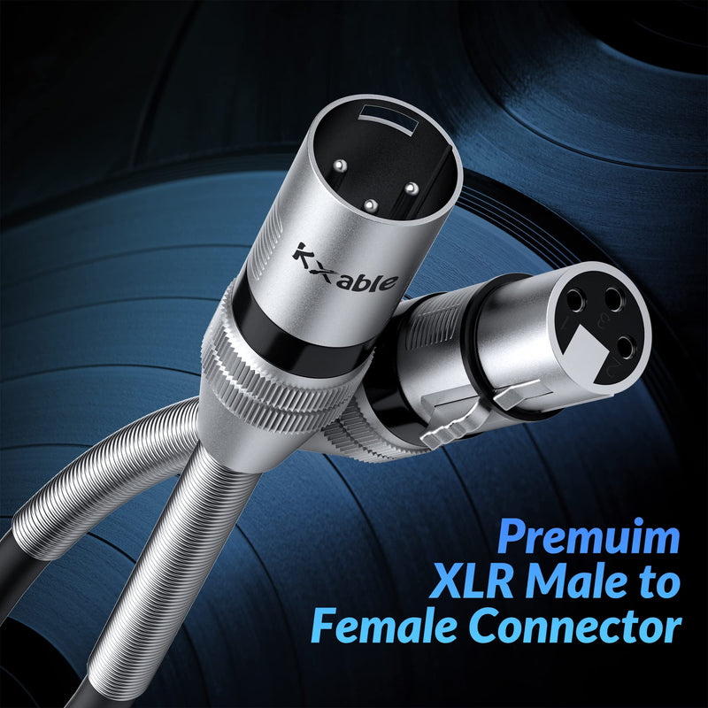 [AUSTRALIA] - XLR Cable 8 Feet (2 Pack), 22AWG, Zinc Alloy Shells, XLR Male to Female Heavy Duty Cable, 3 Pin Balanced Shielded Microphone Cord, Durable & Flexible Patch XLR Cable, Metal Spring SR-Black 8FT 2-Pack 