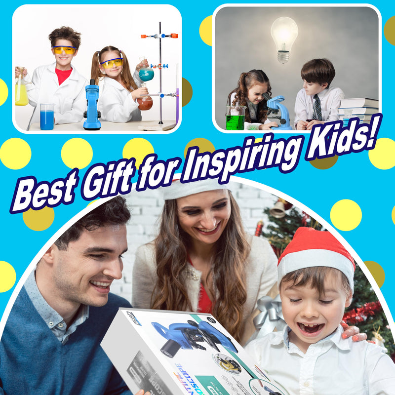 [AUSTRALIA] - Kids Microscope,40-1600x Microscope Kit for Kids Beginners Children,STEM Kit,Prepared Slides,LED Light and Configured Various Operating Tools- Science Experiment Toy for Kids Ages 6-12 