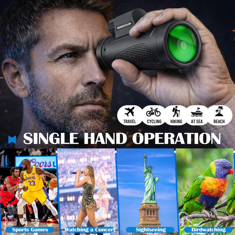 [AUSTRALIA] - Asacam® 80x100 Monocular Telescope High Powered for Smartphone HD Monoculars for Adults with Adapter/Tripod for Bird Watching Camping Hiking Traveling Outdoor Wildlife-2026 Update Premium Black 
