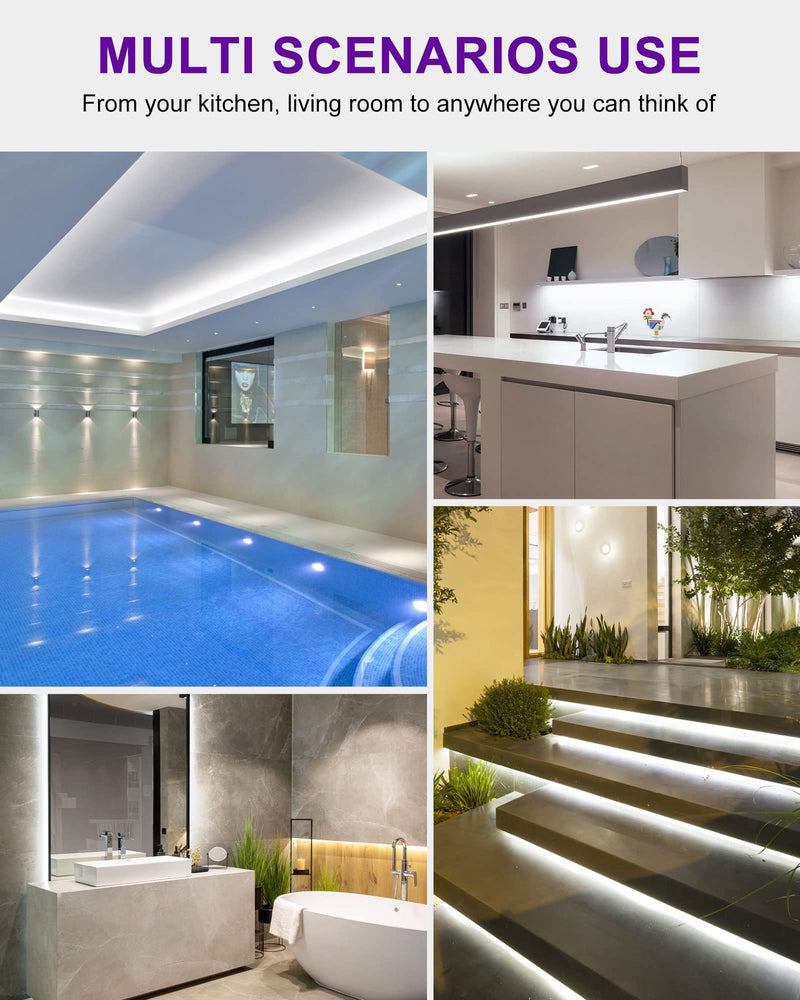 [AUSTRALIA] - HitLights Outdoor LED Strip Lights Waterproof White, 16.4ft Dimmable Tape Light 5000K, IP67, 300 LEDs, 150Lm/ft, 12V Flexible Rope Lights for Home, Balcony, Roof, Patio (Power Source Not Included) 16.4ft 300LEDs 5000K IP67 Waterproof 