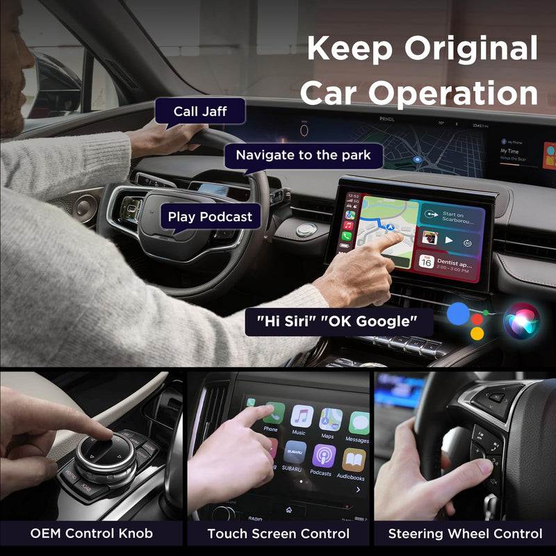 MSXTTLY 2in1 Wireless Carplay Adapter, Android Auto Wireless Adapter | Fast Auto Connect Small Dongle, 5.3 Bluetooth & 5G WiFi, Mini USB Easy Phone Switching, Enhanced Heat Dissipation Design Black