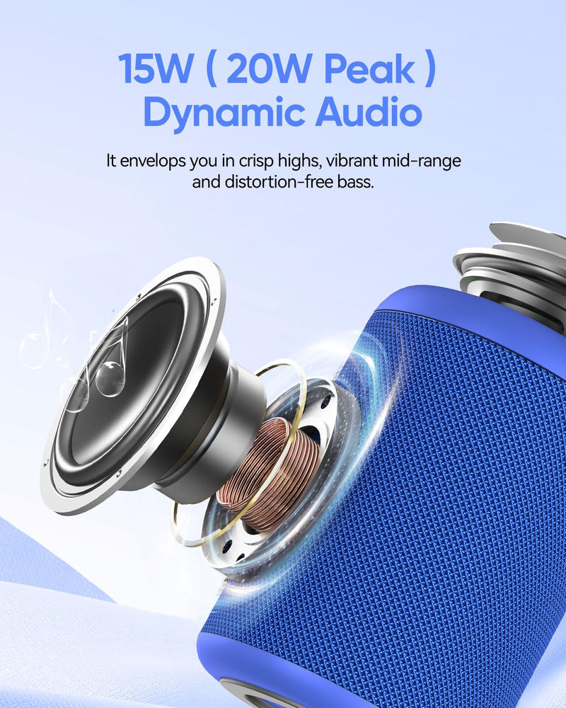 Portable Bluetooth Speaker with Lights, Powerful Crystal Clear Sound, IPX5 Waterproof, All Day Playtime, AUX&TF-Card Input, Bluetooth 5.3, TWS Paring, Small Wireless Speaker for Outdoor, Gift Ideas Blue