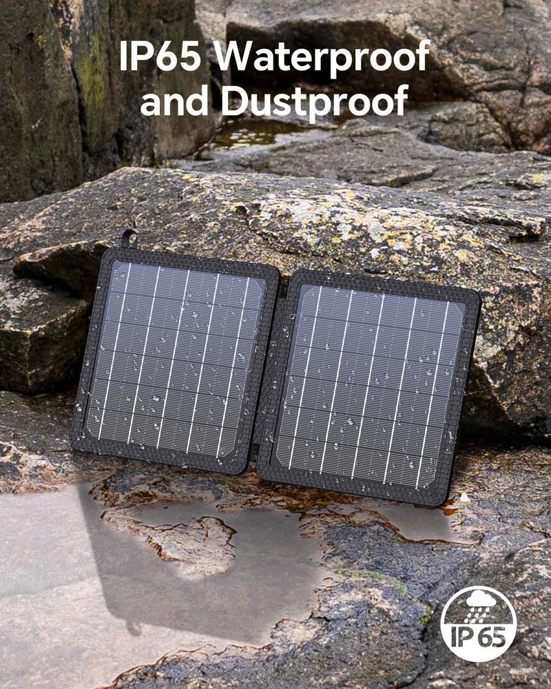 BLAVOR 10W Portable Solar Charger(5V/2A Max), Waterproof IPX4 Foldable Solar Panel with Dual Smart USB Output Compatible with iPhone Xs/X/8/7, iPad, Samsung for Outdoor Hiking Camping Backpacking