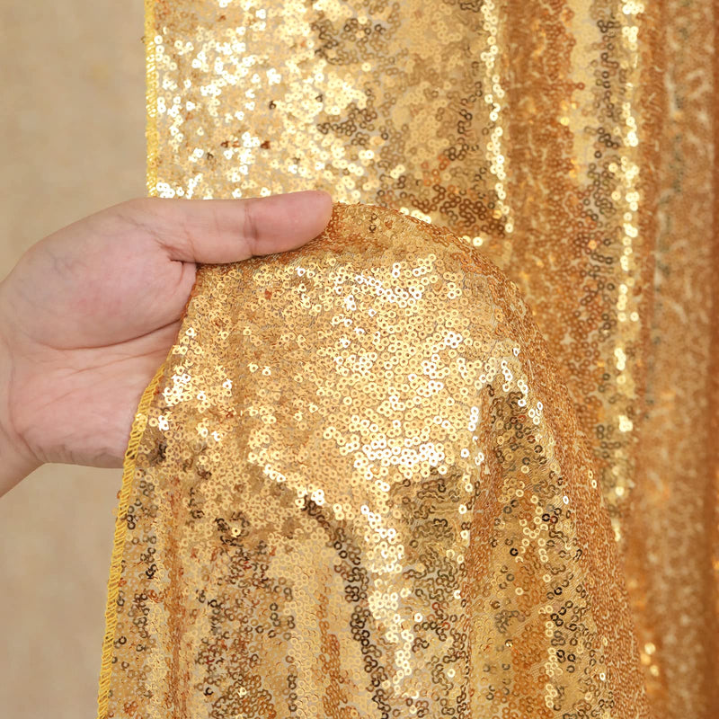 Gold Sequin Backdrop Curtain Panels Stage 2 Pieces 2FTx8FT Wedding Party Background Drapes Gold 2 pcs-2ftx8ft