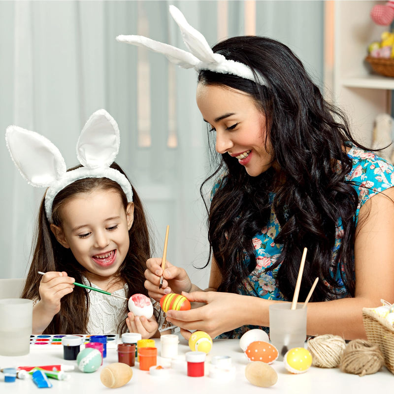 Morcheiong 24 Pcs Wooden Egg Shakers, DIY Egg Shakers Musical Instruments Set with 24 Pcs Multicolor Pens, Egg Maracas Easter Egg Favors for Kids
